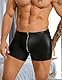 sunshinelady Boxershorts Herren Sexy Leder Unterhosen Männer Große Größen Wetlook Shorts Erotische Unterwäsche mit Reißverschluss String Tanga mit Beutel Low Rise Underwear Men Clubwear Schwarz,S