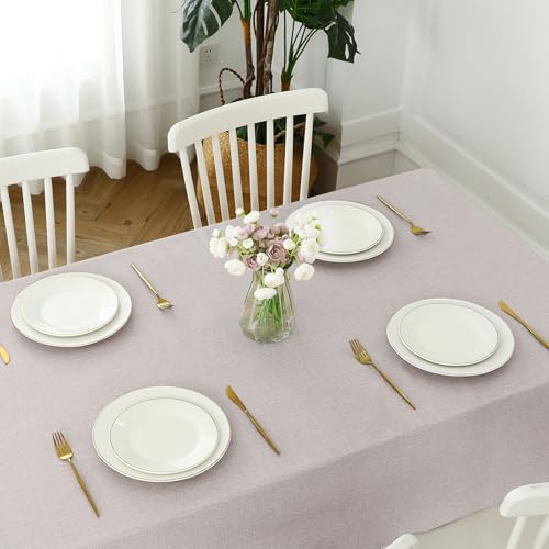 Image of Romanstile 100% Waterproof PVC Tablecloth, Square Oil Spill Proof Stain Resistant Vinyl Table Cloth, Wipe Clean Plastic Table Covers for Kitchen /Dining /Parties - 54 x 54 Inch, Beige