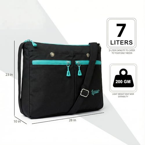 Image of Lasso Sling Bag For Women with Adjustable Strap Stylish Ladies Crossbody Polyester Sling Bag for Office, Causal, Travel & College | 7L Capacity & front double Pockets