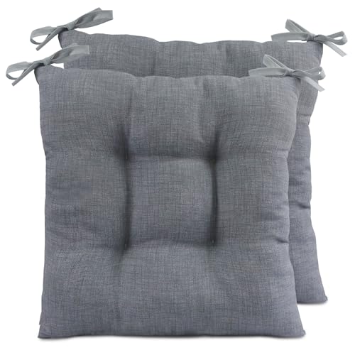 TIENDA EURASIA – Pack de 2 Cojines para Asiento de Exterior | 50% Algodón 50% Poliéster | Funda Tela Lavable | Cremallera | Relleno Fibra Acolchada | Cojines Exterior Jardin (Gris Claro, 50 x 50 cm)