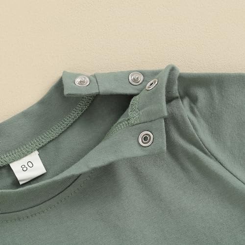 Image of Toddler Baby Boy Girl Short Sleeve Crew Neck T Shirt Pullover Sweatshirt Summer Basic Tee Solid Casual Clothes