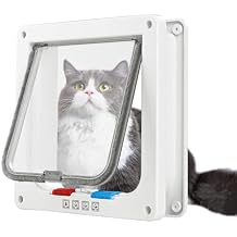 Elevon Cat Door for Windows, 4 Way Locking Cat Flap for Thin Door and Wall, Weatherproof ABS Pet Door for Cats & Small Doggie