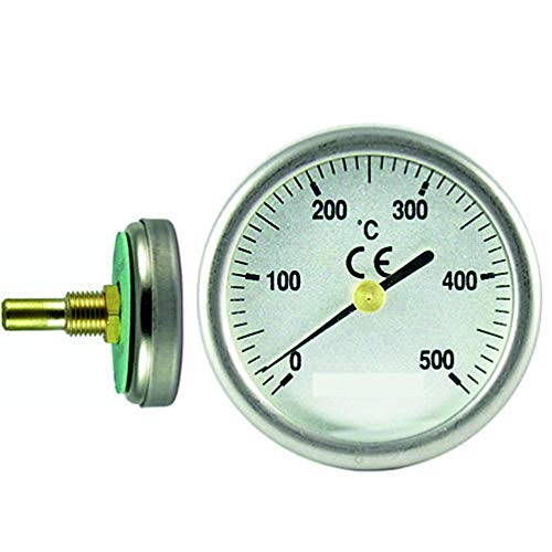 Thermometer für Holzofentüren, Skala von 0 bis 500ºC, Kugeldurchmesser 35 mm, 30 mm Mantel