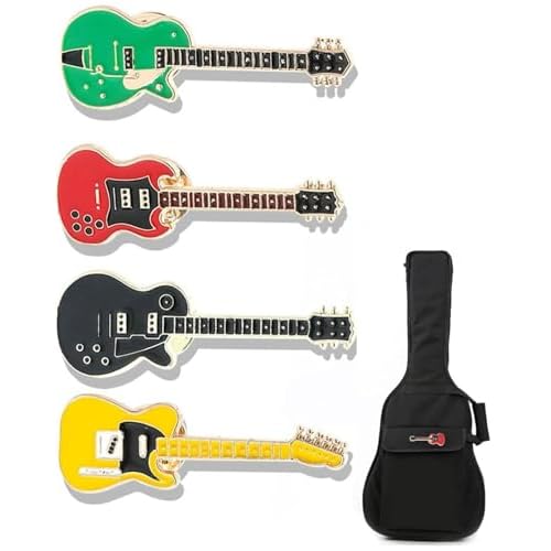 MOPZIJA 4 PCS Broche De Guitarra Pin De Guitarra Eléctrica Pin Conjunto De Alfileres Musicales Insignias De Instrumentos para Solapa para Camisa Suéter Chaqueta Mochila,broche de instrumento musical