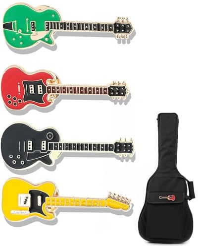 MOPZIJA 4 PCS Broche De Guitarra Pin De Guitarra Eléctrica Pin Conjunto De Alfileres Musicales Insignias De Instrumentos para Solapa para Camisa Suéter Chaqueta Mochila,broche de instrumento musical