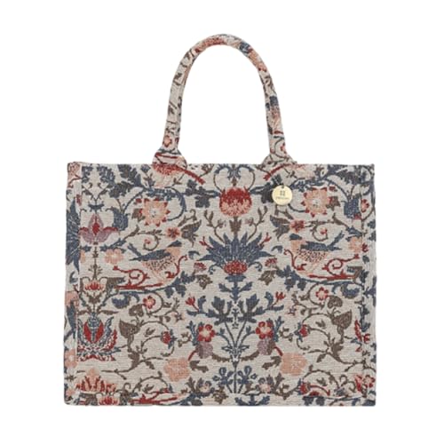 CORIOS Maletín Bolso para Ordenador Portátil con Motivos Étnicos Estampados para Mujer Bolso de Hombro para Estilo Boho Bolsa de Mano Tote de Lona para Vacaciones Viajes Citas Beige