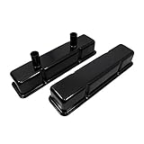 Assault Racing Products A7215P Small Block Chevy Black Steel Circle Track Valve Covers Dual Tubes SBC Pre-87