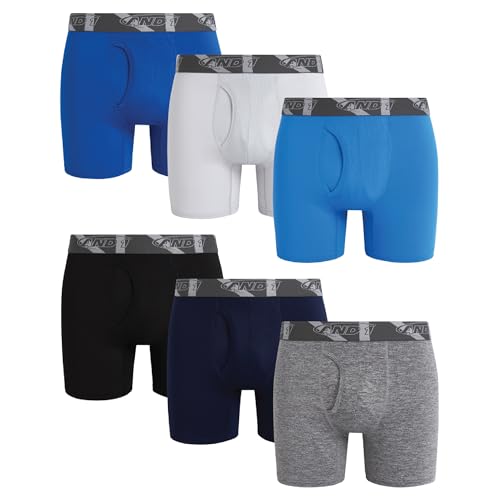 AND1 Mens Boxer Briefs - 6 Pack Platinum Performance Mens Boxers with Fly Pouch - Underwear Boxers for Men, 6" Inseam