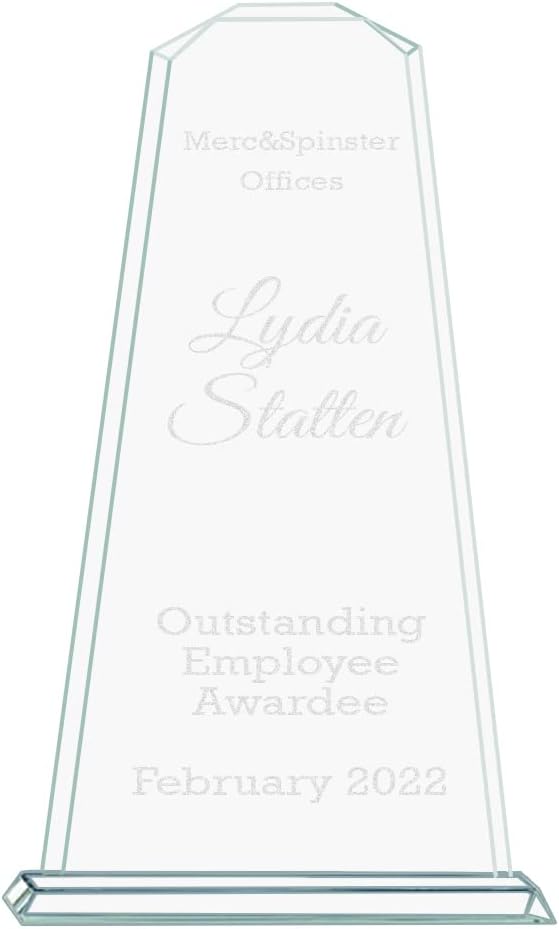 EIO Gifts Personalised Solid Tall Tower Glass Trophy/Award - Engraved with your custom text