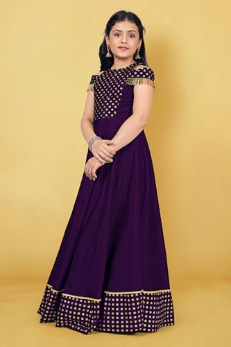 Image of Fashion Dream Girls Silk Blend Floral Printed Dress|Fancy Western Party Gown|Kids Ethnic Dress