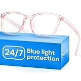 Gaoye Transparent Pink Blue Light Glasses for Computer & Gaming - Anti UV Ray Lenses, Scratch-Resistant & Comfort Fit