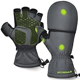 Extremus Ice Fishing Gloves, Convertible Mittens, Warm Winter Gloves - Cold Weather Fishing Gloves - 3M Thinsulate Winter Fingerless Mittens for Men and Women