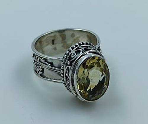 Navya Craft Natural Citrine Oval 925 Solid Sterling Silver Handmade Statement Women Ring, Boho Ring, Yellow Gemstone November Birthstone Jewelry Sizes 4 To 13 Us For Christmas Anniversary Birthday #TOP1