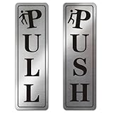Metal Stainless Steel push pull signs for door,With Self Adhesive,5.5x1.7in (Funny)