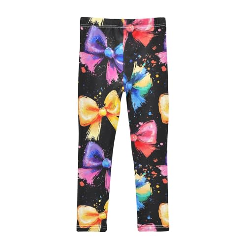 Colorful Bow Painting Girls Leggings Ultra Soft Compression Yoga Gym Pants for Kids 4-10T2