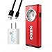 NEBO Slim 500 Lumen LED Rechargeable Pocket Light Flashlight Bundle with Lumintrail USB Car and Wall Adaptors (Red)