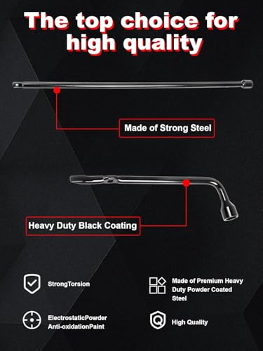 Image of Spare Tire Tool Kit with Spare Tire Jack Handle and Wheel Lug Wrench Compatible with 2005-2019 Frontier, 2004-2019 Titan, 1996-2019 Pathfinder, 2005-2015 Amanda Xterra Spare Tire Removal Tool Kit