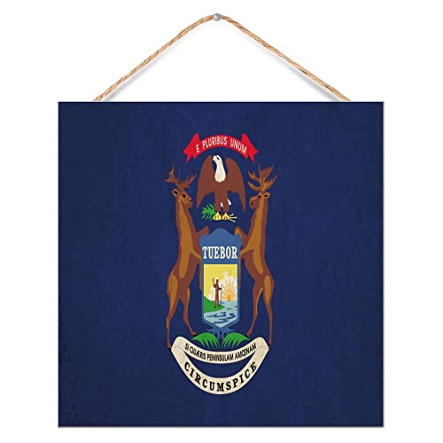 Décoration murale pour porte d'entrée rétro et plaque de campagne Michigan