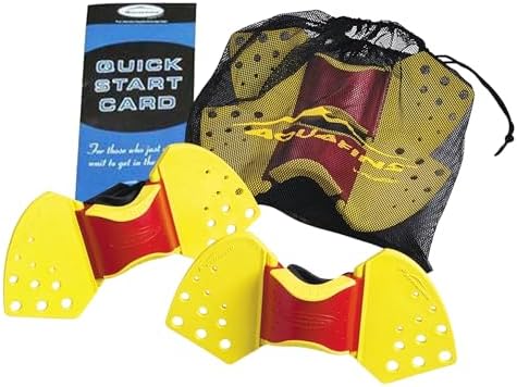 TheraBand Aquafins Aquatic Exercise Kit For Water Resistance Training for Upper/Lower Body, Pool Physical Therapy, Water Aerobics Equipment, 2 Fins, Mesh Bag, and Quick Start Exercise Instructions