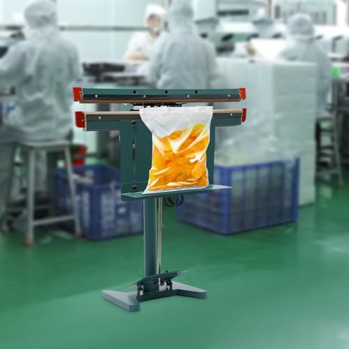 JINHZIXIU 24in Commercial Foot Pedal Heat Sealer Machine Industrial Plastic Sealing Machine Adjustable Time & Height Impulse Sealer 9 Gears Sealing Machine for Plastic Bag