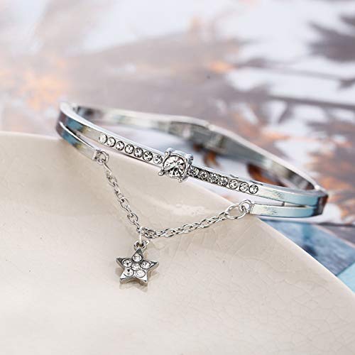 Holibanna Pulseira feminina com estrela de cristal e strass, pulseira de mão corrente de presente pa