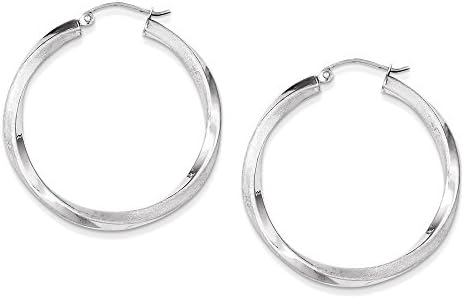 925 Sterling Silver Twisted Hollow Tube Round Hoop Earrings - 36mm
