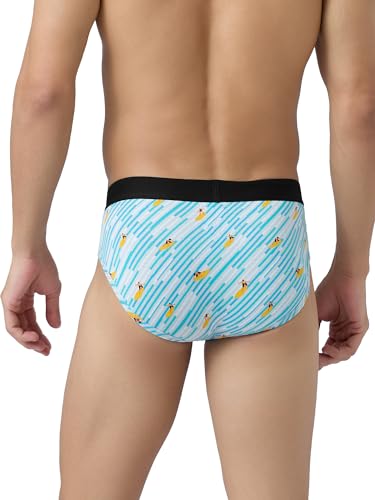 Image of XYXX Men's Surf Super Combed Cotton Regular Fit Printed Antibacterial Briefs with No Marks Waistband