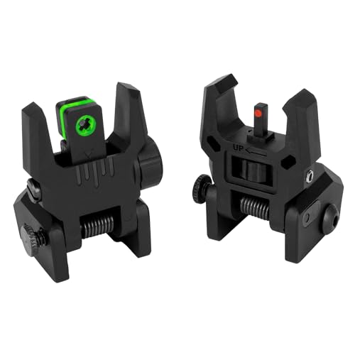 Aecktech Fiber Optic Sights,with Green and Red Full Fiber Optics Dots Polymer Fiber Optics Sights Front and Rear Backup Sights (Big Front Red Rear Green Black)