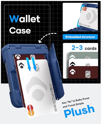 Image of ASAFCASE for Samsung Galaxy Z Flip 5 Case with Card Holder (3 Cards), Blue | Hinge Protection, Outer Screen Protector, Shockproof Rugged Cover Phone Wallet Case for Samsung Galaxy Z Flip 5 5G 2023