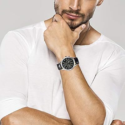 JewelryWe Business Casual Men's Quartz Wrist Watch Dial Leather Strap Watches for Valentine's Day