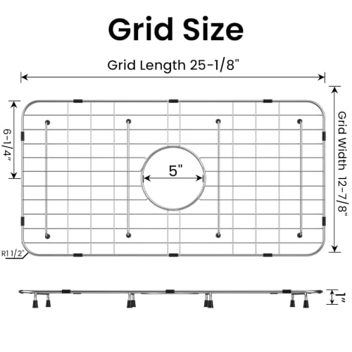 Sink Grid 25-1/8" x 12-7/8",Sink Protector Grid, Centered Drain with Corner Radius 1-1/2" by Vaucatu - Used condition - Image 2