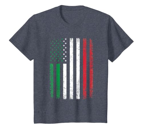 Italy USA Flag 4th of July Patriotic American Italian Flag T-Shirt, Youth, Heather Blue, 4T
