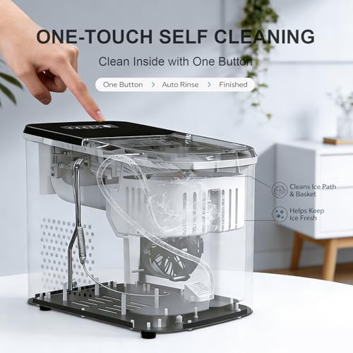 Image of 38lbs Per Day Countertop Ice Maker, 9 Ice Cubes in 3.5 Minutes, Self-Cleaning Portable Ice Machine with 2 Bullet Sizes for Kitchen, Camping, RV, and Party