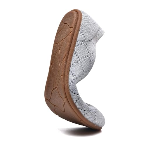 Image of poemlady Women's Ballet Flat Shoes Dress Shoes Knit Round Toe Slip On Ballerina Walking Flats Shoes for Woman Low Wedge Casual