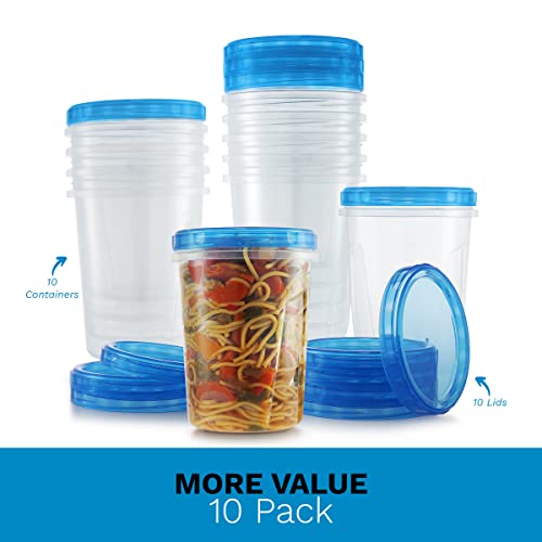 Tafura Freezer Containers For Food With Twist Top Lids [32 Oz - 10 Pack] Reusable Plastic Soup Containers With Screw On Lids | Freezer Containers For Food Storage With Cover | Leakproof, Bpa Free #TOP4