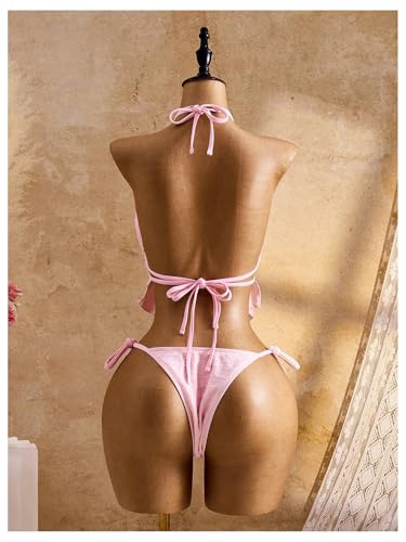 Image of RoseSeek Women's 2 Piece Boho Polka Dots Beaded Bikini Sets Sexy Swimsuits