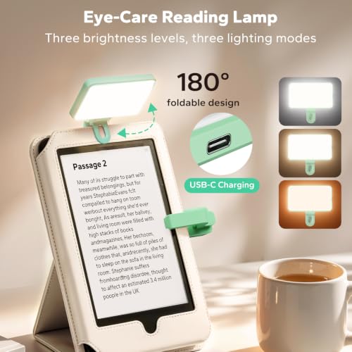 (Fit All Cases) Page Turner for Kindle,Portable Selfie Light,Reading Timer Tracker,Book Light for Kindle,iPad,iOS Android. Clicker for Kindle for Camera Video Recording and Selfie Shutter(K3-Green) by Sycelu - Image 5