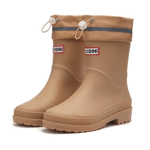 Image of Nutropa Mid Calf Rain Boots for Women, Anti-Slip Outdoor Work Rain Shoes | Waterproof Garden Boots, Lightweight, Comfortable Rainboots, Outdoor Mud Work Booties
