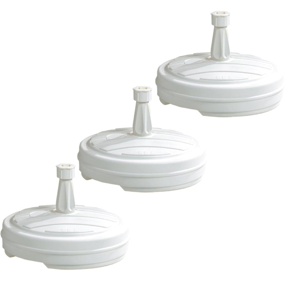 GRENADINE BOUTIQUE EDA – Pied De Parasol Ø 42 cm Plastique Blanc – Base À Remplir Eau Ou Sable – Support Stable pour Parasol Jardin Terrasse Balcon (Lot de 3)