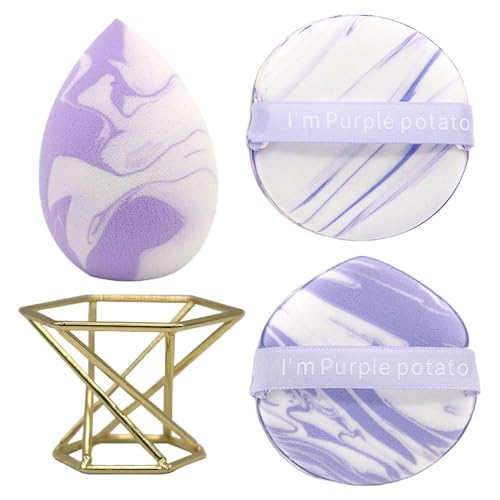 Juego de esponjas de maquillaje, esponja para licuadora de maquillaje | Mezclador de esponja de belleza de maquillaje con soporte,Conjunto de mezcladores de belleza versátiles para uso seco y h