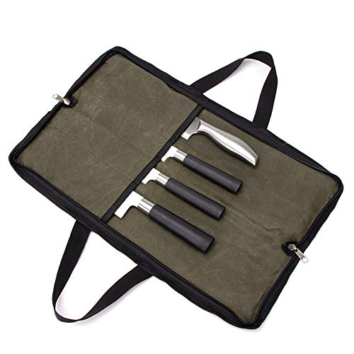 Comparison: Best Chef Knife Bag 6 Knife Roll,Heavy Duty Knife Bag,Waxed Canvas knife Case with 4 Slots for Knives & Kitchen Tools,Chef Knife Bag with Handle.Portable Knife Roll Bag for Stroage Home Traveling Camping.Case Knives Pouch