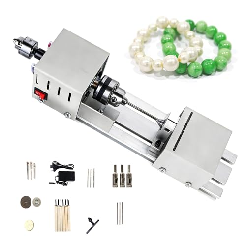 XCSCUK Mini máquina de torno, equipo de cuentas de pulido, para carpintería, perforación de bricolaje, tallado, molienda