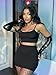 BORIFLORS Women's Sexy 2 Piece Bodycon Mini Party Dresses Halloween Costume Strap Crop Top Short Skirt Set, Small, Black