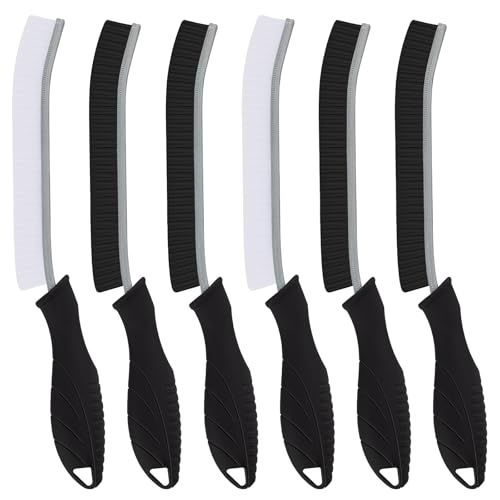 Image of TQRR Hard Bristle Crevice Cleaning Brush-Thin Gap Scrub Brush, Small Cleaning Brush, Grout Brush, Kitchen Brush, Cleaning Tools for Toilet, Bathroom, Sink, Home, Household, Window (6, Black)