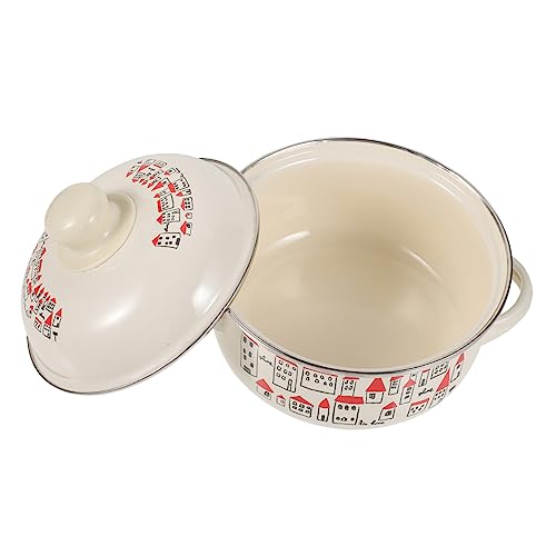 JOINPAYA Olla de Esmalte Retro con Asas Cacerola Multiusos Cocción Salsas Compatible con Cocinas de Inducción y Cerámicas Picnics