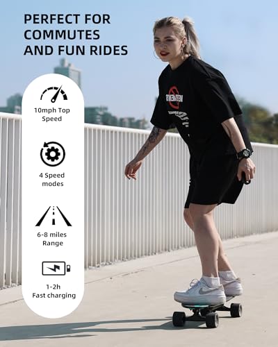 EBOSSOM Electric Skateboard with Remote Control, Skateboard with 350W Brushless Motor, Electric Skateboards for Beginners and Teens, ES6 SE