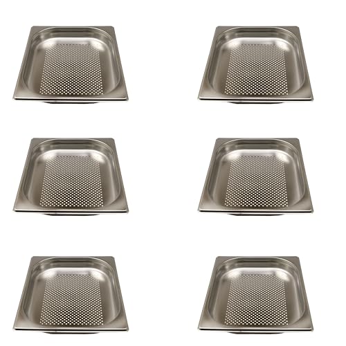 AcMax Gastronorm Lot de 6 récipients gastronormes GN 1/2 en acier inoxydable 2,5 l Profondeur 40 mm Perforés