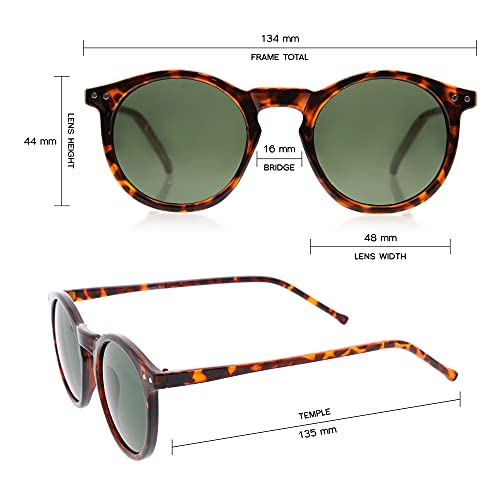 Image of zeroUV - Vintage Retro Horn Rimmed Round Circle Sunglasses with P3 Keyhole Bridge