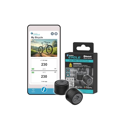FOBO Cycle TPMS - Wireless Tire Pressure Monitoring System with Bluetooth 5.0 | Real-Time Tire Pressure Sensor | Easy DIY Installation for Bicycle | Compatible with iOS & Android