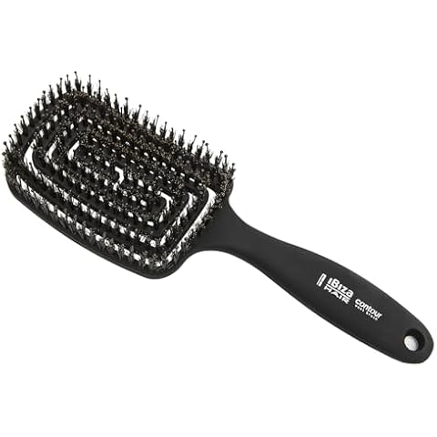 Ibiza Hair Professional Detangling Brush with Boar/Nylon Ball Tip Bristles (Contour Vent), Geometrical Design Contours to the Shape of the Head for Damage Free Detangling, Waterproof, Heat Resistant Cover